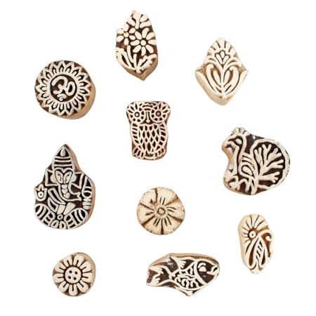 Set of 10 Piece New Mix Wooden Printing Block